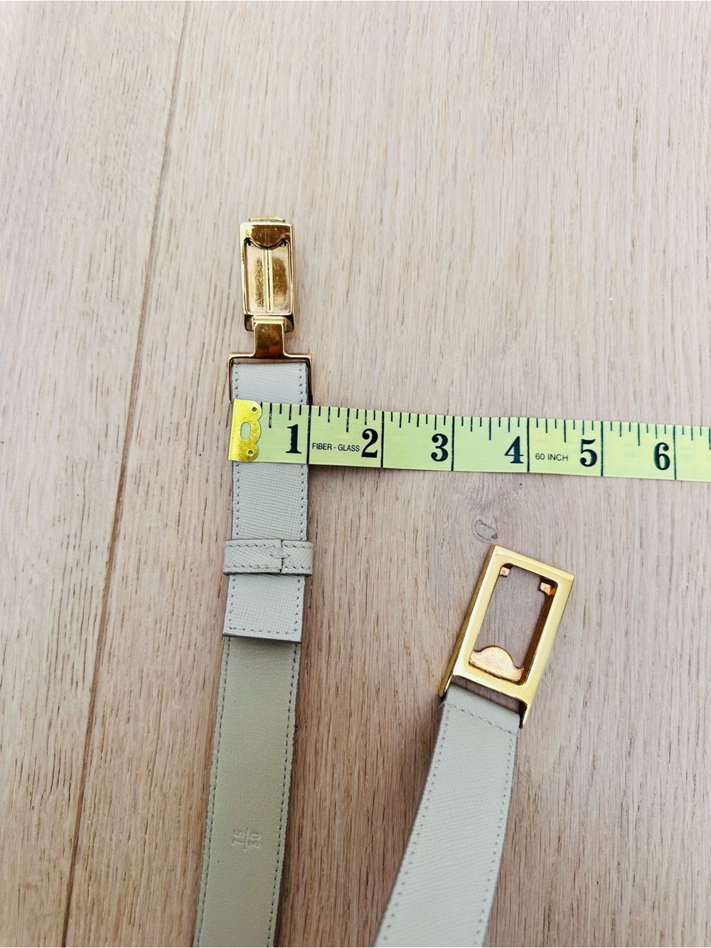 Prada Beige Saffiano Leather Belt Bag Strap with Gold-Tone Plaque - Picture 4 of 9